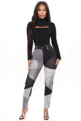 All Fixed Up Patchwork Skinny Jeans - Black/combo Ins Street